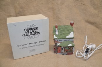 (#38) Department 56 T. WELL'S FRUIT AND SPICE SHOP House Heritage Dickens Village Series In Orig. Box