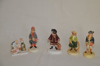 108) Set Of 5 Miniature Sebastian Handpainted Handcrafted Figurines 4' And 2'Heights