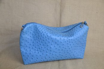 (#156BS)  Faux Ostrich Blue Make Up Bag 14x9.5