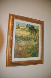(#5) Gold Framed Picture Flowering Garden Vincent Van Gogh Dutch