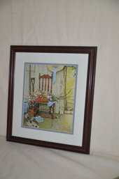 219) Framed Picture Of Chair And Flowers Norman Rockwell Museum At Stonebridge