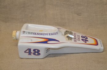 (#66) Ceramic Liquor Jim Beam Whiskey Olsonite Eagle #48 Indy Race Car Decanter Bottle - Empty