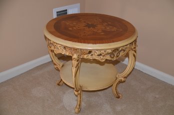 Round Wood Inlay End Side Accent Table 20.5' Round X 18'Height