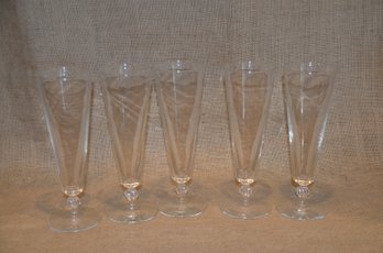 (#9) Clear Glass Beer Glasses Set Of 5