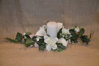 (#12) Artificial Flower Centerpiece With Candle