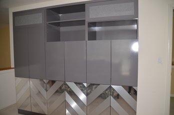 Vintage 1980's Formica Grey Wall Unit Entertainment Bar Area Have All The Shelves ( 3 Sections)