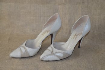 Leather Women Ferragamo Schigvone Ricky Sunny High Heel Shoe Size 7.5