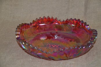 151) Carnival Glass Fuchsia Vintage Ash Tray 8' Round