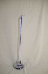 73)  Glass Stretch 24'H Vase Blue Drip Decorative