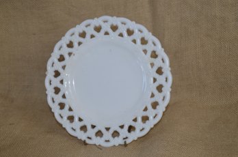 152) Milk Glass Lace Trim 8.5' Round Plate