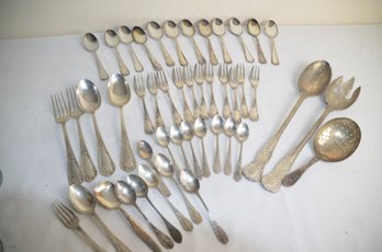 (#51) Silver-Plate Set Of Variety Serving Utensils, Demitasse, Forks