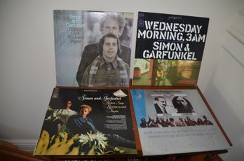 32) Record Albums Lot Of 4: Simon & Garfunkel 3 Albums And 1 The Firesign Theatre