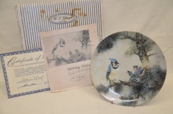 352) Decorative 1990 Bird Bradex Plate #12681A MORNING CHORUS By Len Liu With Box And Certificate