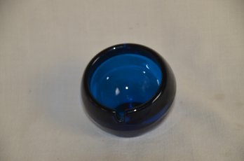 76) Vintage Mid Century Modern Cobalt Blue Viking Roly Poly Ashtray Cigarette 4' Wide