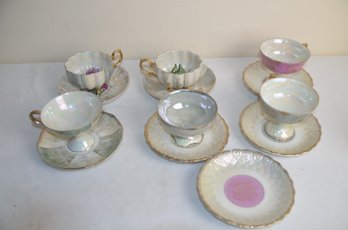(#53) Vintage Porcelain Iridescent Lusterware Cup And Saucer Sets