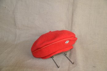 (#169DK) Wool Jean-Charles Red Wool Beret Hat (see Condition Notes)