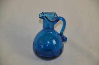 77) Cobalt Blue Small Trinket Creamer Pitcher 5'H