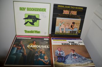 34) Record Albums Lot Of 4: Born Free, The King And I, Roy Bookbinder Travelin Man , Carousel ( See Details)