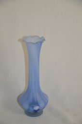 78) Light Blue & White Satin Swirl Bud Vase 8'H