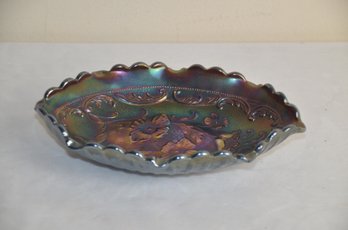 (#57) Vintage Fenton Amethyst Iridescent Carnival Poppy Glass Oval Candy Relish Dish Tray 7.5x5