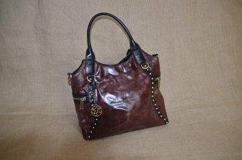 (#152) Johnson Murphy Black / Brown Leather Handbag
