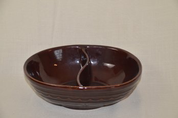 66) Vintage Marcrest Ovenproof Stoneware Pottery Divided Serving Bowl 10x8