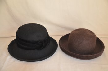 242) Wool Hats Both - Black Hat From Lord N' Taylor AND Brown USA Wool Hat