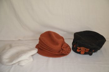 244) Wool Hats 3 Of Them ( Black Hat From Platania Italy)