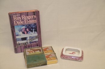 360) Lot Of Horse Collectible Items - Deck Of Cards - Porcelain Ash Tray - Roy Rodgers Happy Trails