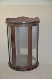 71) Vintage Wall Hanging Curio Cabinet Wood Glass Mirror Inside Backing 19'H