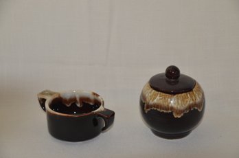 73) Brown Dip Glazed USA Pottery Sugar Bowls 1 Without Lid 6x2