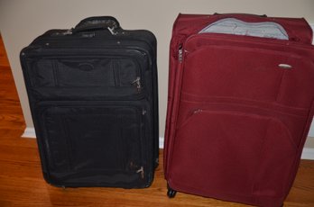 251) Luggage With Wheels Black 27' Height And Burgundy 31' Height