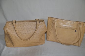 252) Monsac And Talbot Beige Leather Handbags