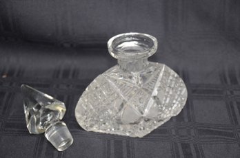Art Deco Pressed Glass Perfume Bottle ( Not Orig. Stopper)