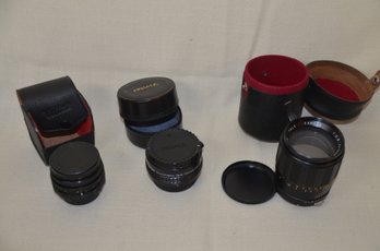 97) Lot Of 3 Camera Lenses: Vivitar Wide Angel, Camron Auto Tele, Automatic Tele Converter