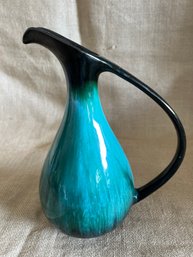 (#98) Canada Ceramic Pitcher Black Blue Waterfall 11'