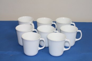 (#302) Set Of 8 Corning USA White Coffee/tea Mugs Microwave Safe