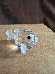 (#201) Swarovski Crystal Mini PUFFER BLOW FISH Frosted Tail 1'H