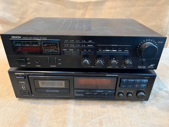 (#51) Denon Tuner Receiver DRA-35V ~ Onkyo Stereo Cassette Tape Deck Model TA-R301