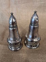 (#3) Antique Salt & Pepper Shakers Weighted Sterling Silver 4'H