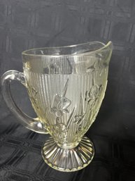 9) Iris And Herringbone Jeannette Clear Glass Water Juice Pitcher 9'H