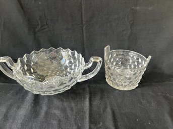 15) Fostoria American Clear Glass Ice Bucket And Handle Compote Bowl