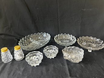 16) Vintage Fostoria American Assorted Clear Glass ( Oval Serving Bowl, Salt & Pepper, Candy Dish)