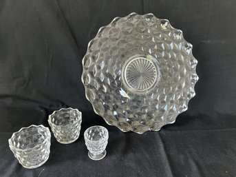17) Vintage Fostoria American Assorted Clear Glass 13.5' Serving Platter & Cups