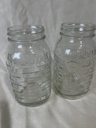 65) Longaberger Clear Glass Mason Jars 7'H Set Of 2