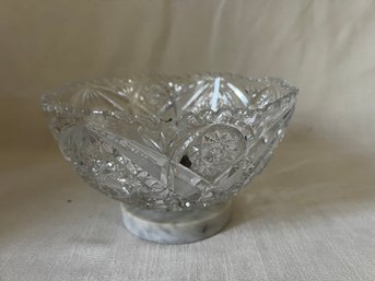 63) Vintage Crystal Center Bowl With Attached Marble Base 5'H