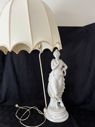 10) Vintage Grecian Figural Large Sculpture Statue Table Lamp Marble Base With Dome Shade 42'H