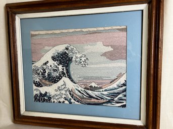 103) Cross Stitched Needlepoint Framed Hokusai Katsushika Fugaku Tokoyo