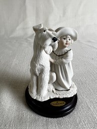 141) Giuseppe Armani Florence 1995 Girl Terrier Dog PERFECT MATCH 4' Mini Porcelain Figurine