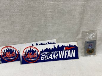 444) Mets Bumper Sticker And Sport Inaugural Series Pin May 8, 1993
